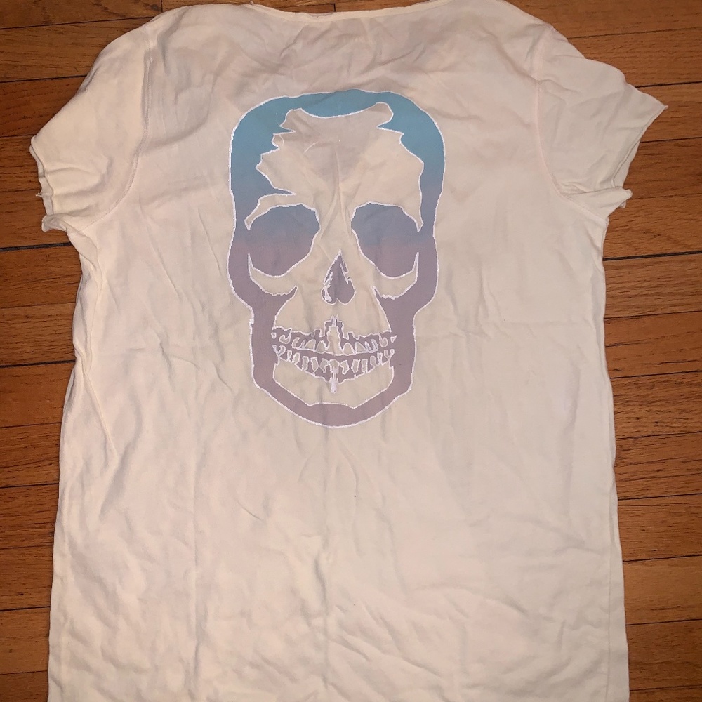 PALE YELLOW SKULL T SHIRT